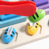 Educational Montessori Wooden Toy, 5-Column Shape Base with Fishing & Bee