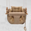 Elid Kids Sofa-Style Baby Swing – Wooden Frame & Velvet Cotton Hammock for Toddlers