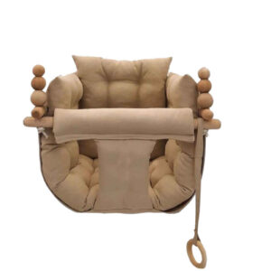 Elid Kids Sofa-Style Baby Swing – Wooden Frame & Velvet Cotton Hammock for Toddlers
