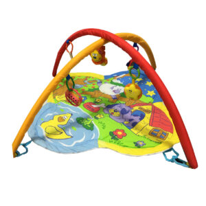 Farm-Themed Baby Play Mat – Soft Washable Activity Mat with Hanging Toys & Music