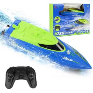 Fast Waterproof Blue-Green RC Boat with 2.4 GHz Remote Control – Perfect Gift for Kids