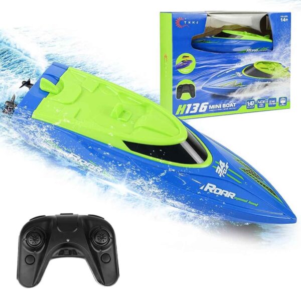 Fast Waterproof Blue-Green RC Boat with 2.4 GHz Remote Control – Perfect Gift for Kids (1)
