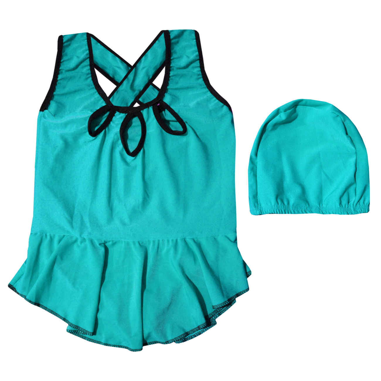 Girls’ Blue Dress with Matching Hat – Stylish Comfort in Size M
