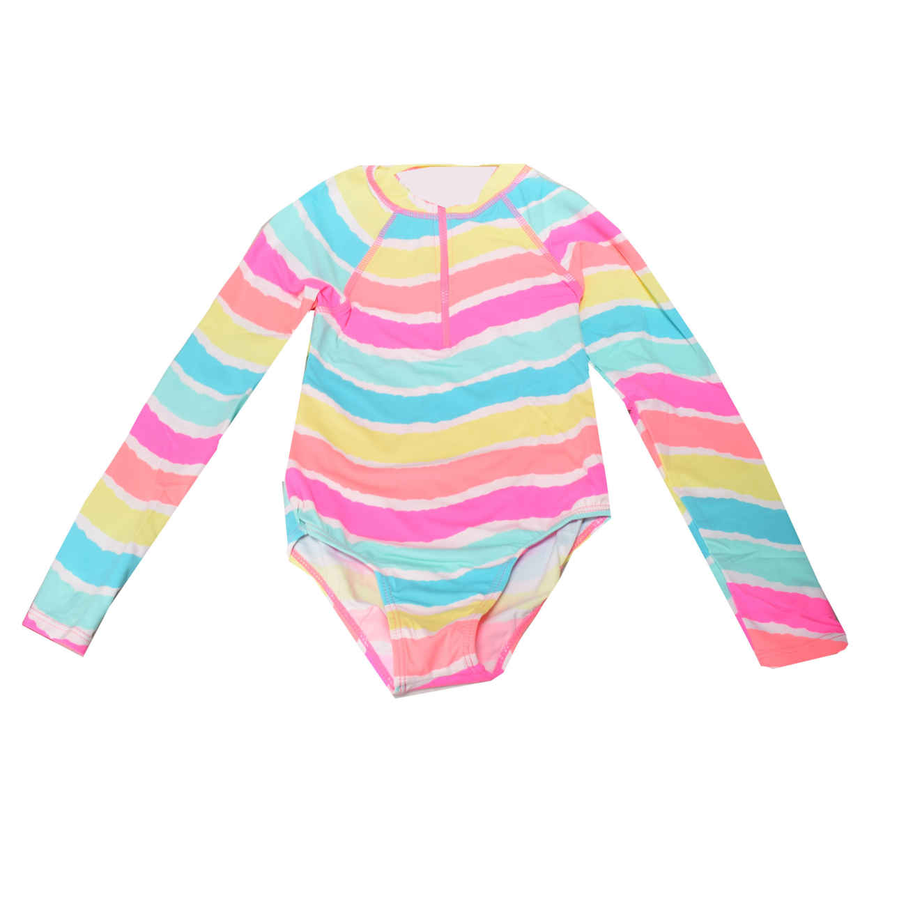Girls’ Long-Sleeve Rainbow Swimsuit – Perfect for Sunny Days