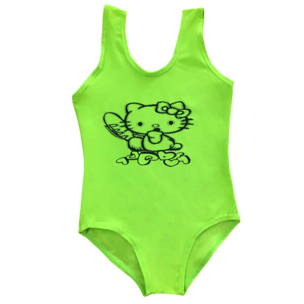 Girls’ Neon Green Hello Kitty Swimsuit – Bright Fun & Ready for Summer (1)