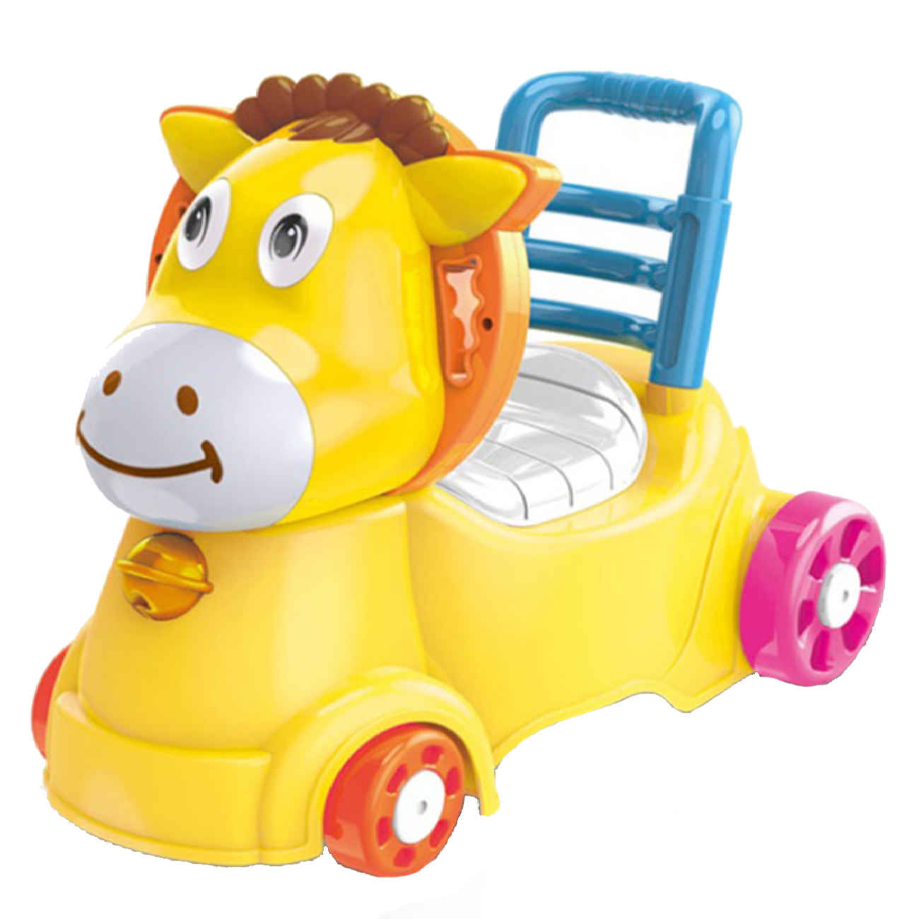 HUANGER Yellow Horse Musical Baby Walker – Ride-On Standing Support and Potty Training Walker