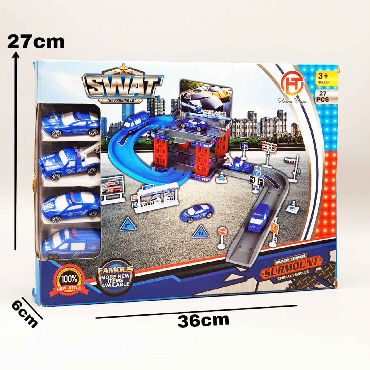 Hama Police Multi-Level Parking Garage Playset – Toy Car Kit with Police Vehicles