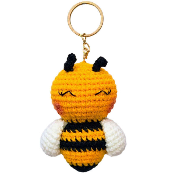 Handmade Crochet Keychain – Bee Design with Playful Detailing for Keys and Bags (3)