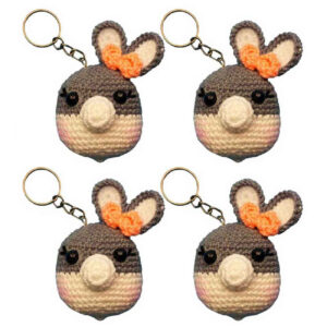 Handmade Crochet Keychain – Bunny Design Accessory for Keys and Bags (4x)