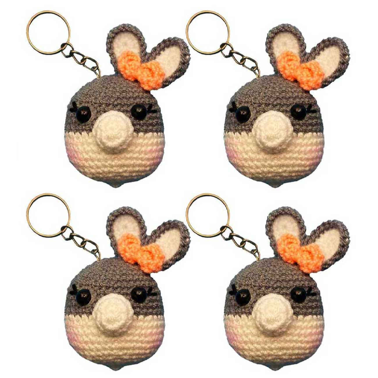 Handmade Crochet Keychain – Bunny Design Accessory for Keys and Bags (4x)
