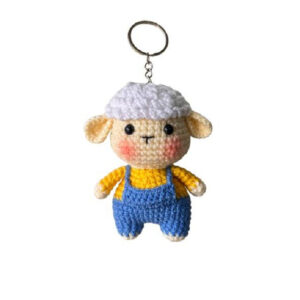 Handmade Crochet Keychain – Sheep Animal Shape Cute Yarn Accessory for Bags and Presents