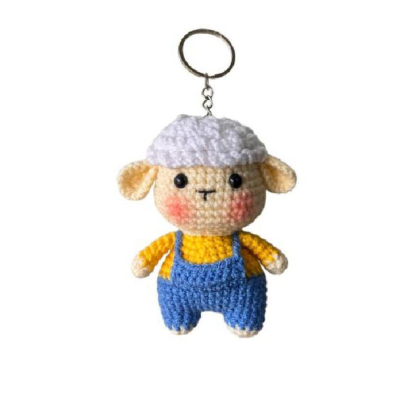 Handmade Crochet Keychain – Sheep Animal Shape Cute Yarn Accessory for Bags and Presents (1)