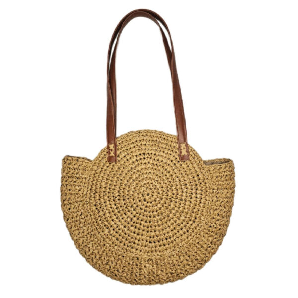 Handmade Crochet Raffia Summer Bag – Spacious Beach Shoulder Tote with Leather-Look Handles (1)
