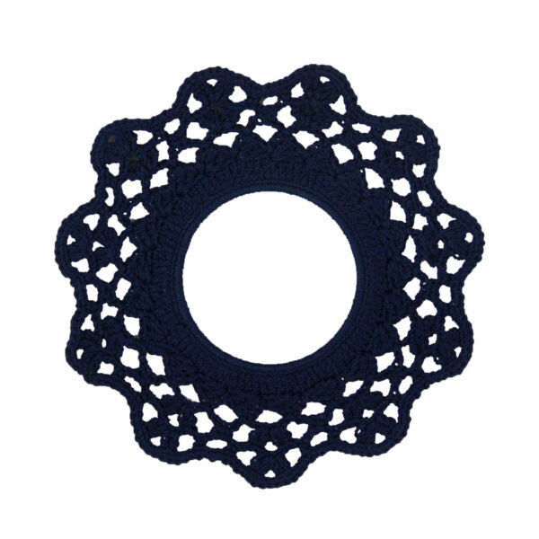 Handmade Crocheted Wall Decor – Unique Boho Home Accent in Navy Blue (2)