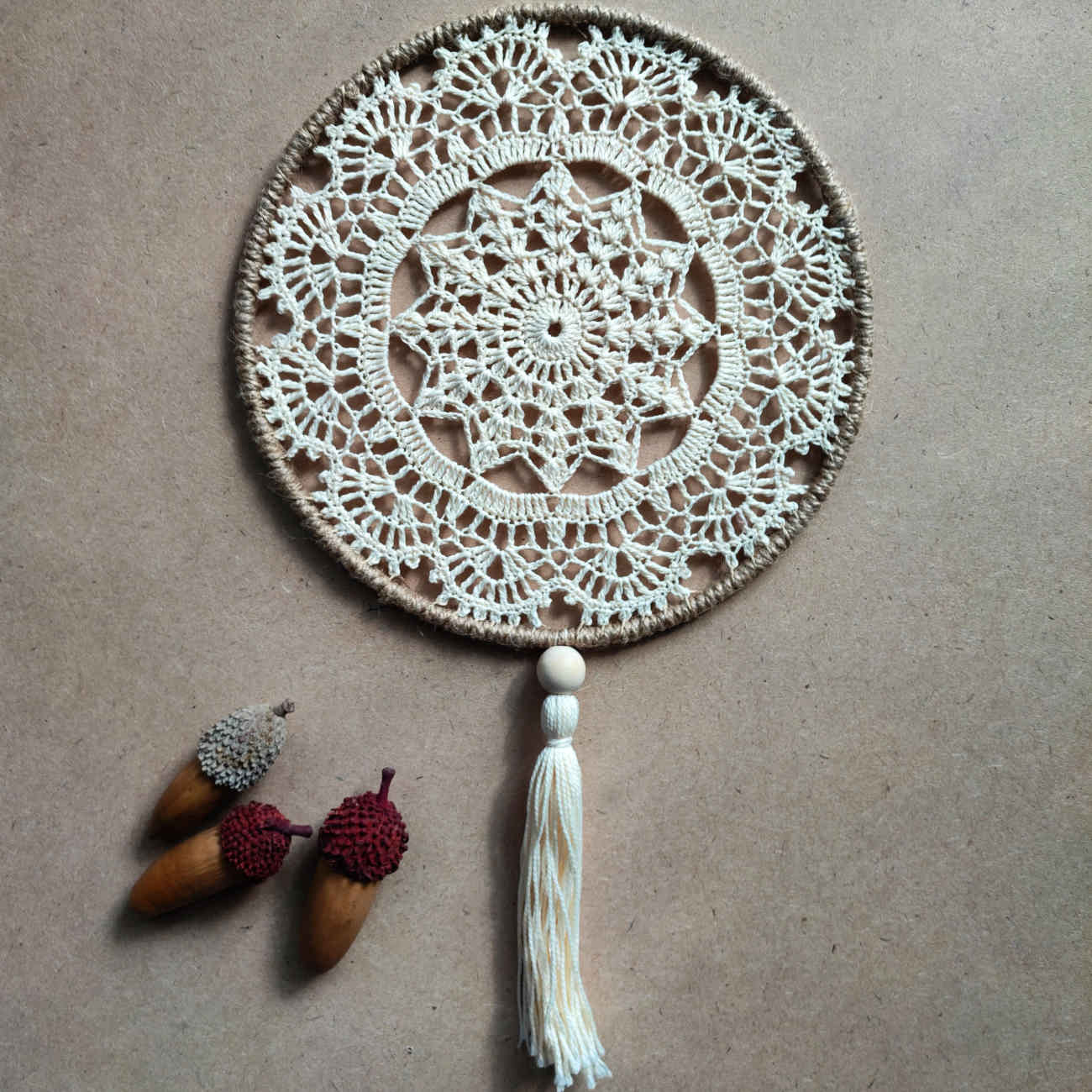 Handmade Knitted Wall Hanging – Dream Catcher Style for Home Decor