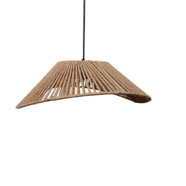 Handmade Macrame Spiral Pendant Light – Decorative Woven Ceiling Lamp with Metal Frame