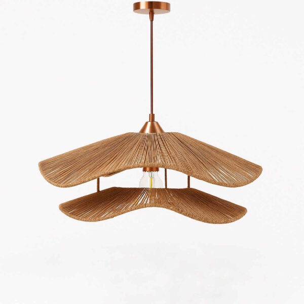 Handwoven Tulip Raffia Pendant Light – Elegant Boho Lamp for Home & Café Décor