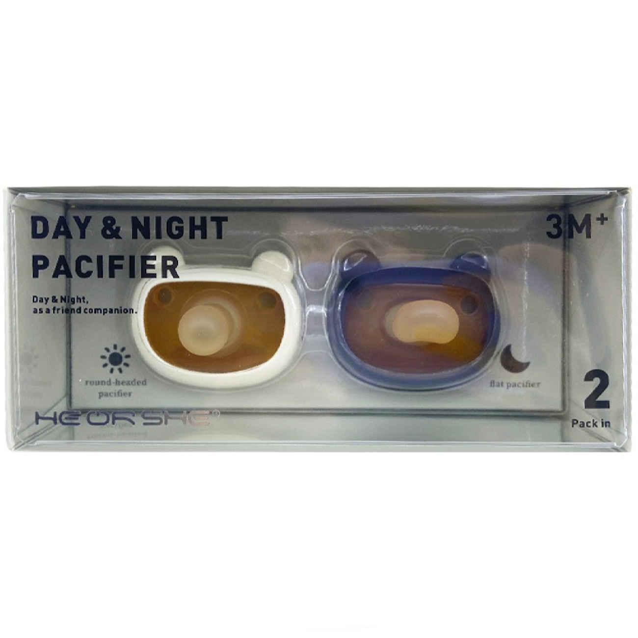 He or She Silicone Teddy Bear Pacifier – Safe & Comfortable (2 Pack)
