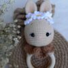 Knitted Baby Rattle with Wooden Handle & Cute Rabbit, Perfect for Little Hands