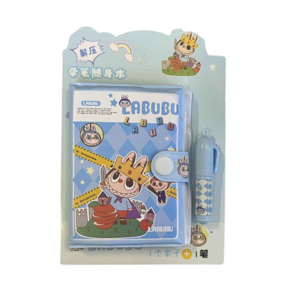 Labubu Buttoned Notebook in Cute Design – 30 Sheets with Pen Included