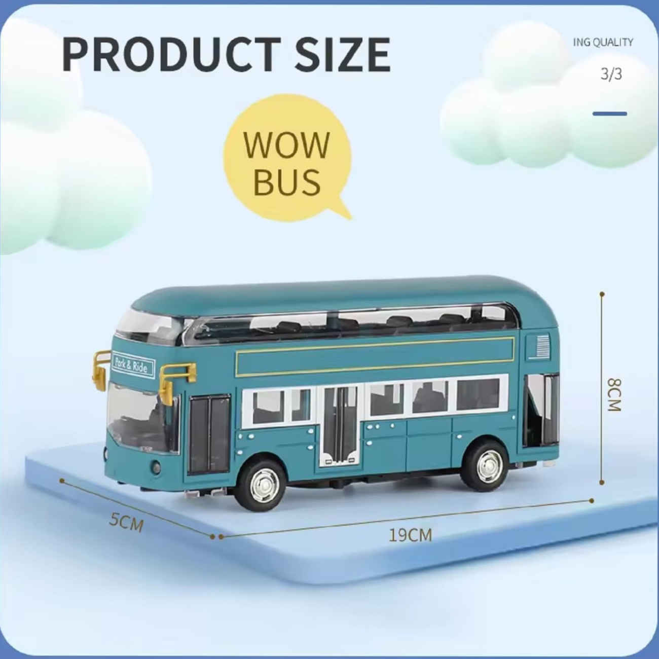 London Double-Decker Musical Toy Bus – Die-Cast Metal with Opening Doors