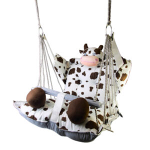Lovely Cow Pattern Relax Baby and Toddler Swing in White Color – Comfortable and Durable