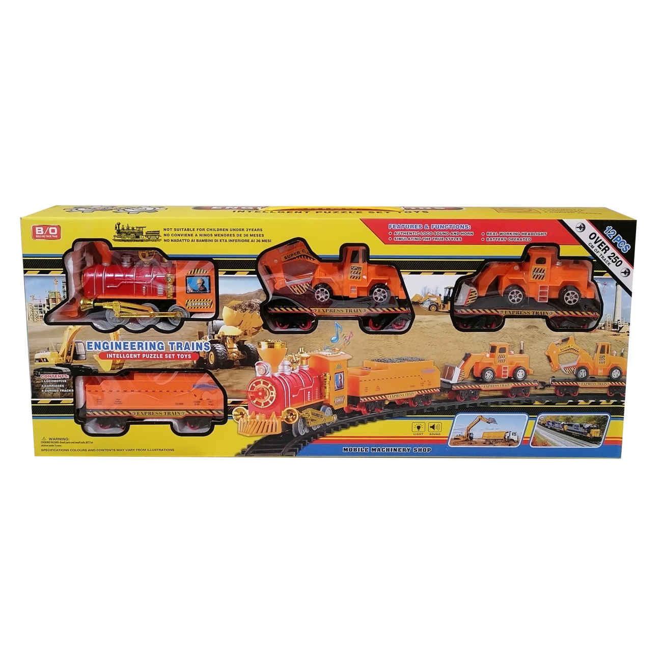 Mining Train Play set with Tracks & 2 Tractors – Realistic Motion & Battery Operated