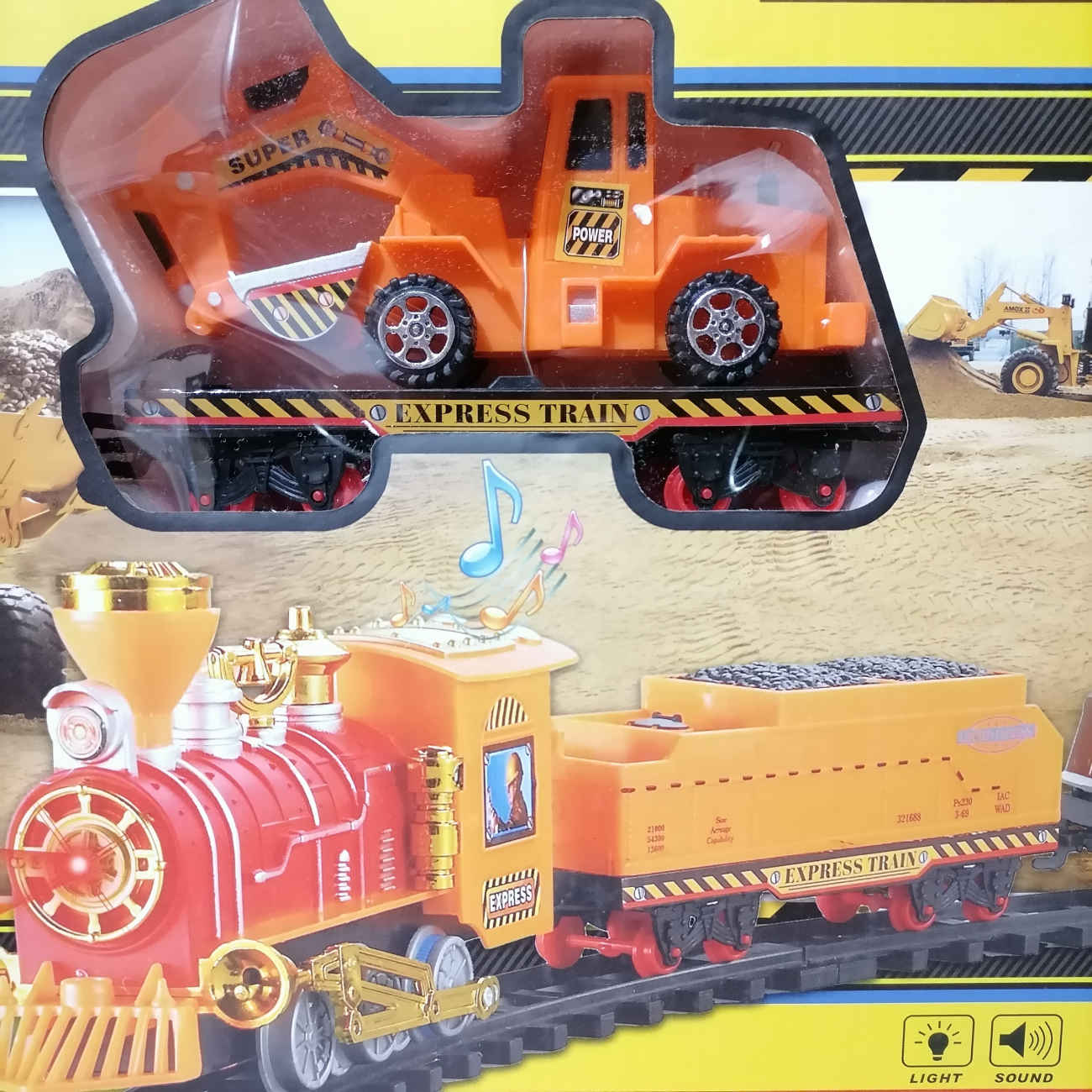 Mining Train Play set with Tracks & 2 Tractors – Realistic Motion & Battery Operated