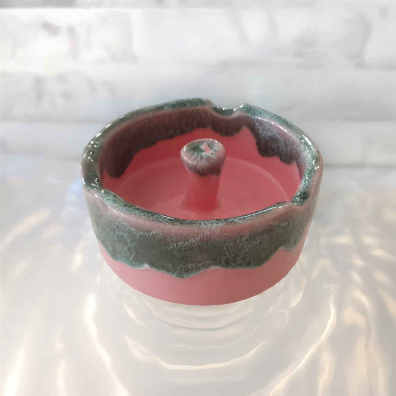 Modern Ceramic Ashtray for Indoor & Outdoor Use in Pink