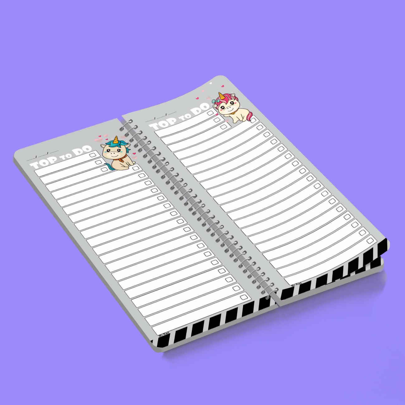 Mr. Rad  Black To-Do List Notebook – Cute Unicorn Design