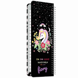 Mr. Rad  Black To-Do List Notebook – Cute Unicorn Design