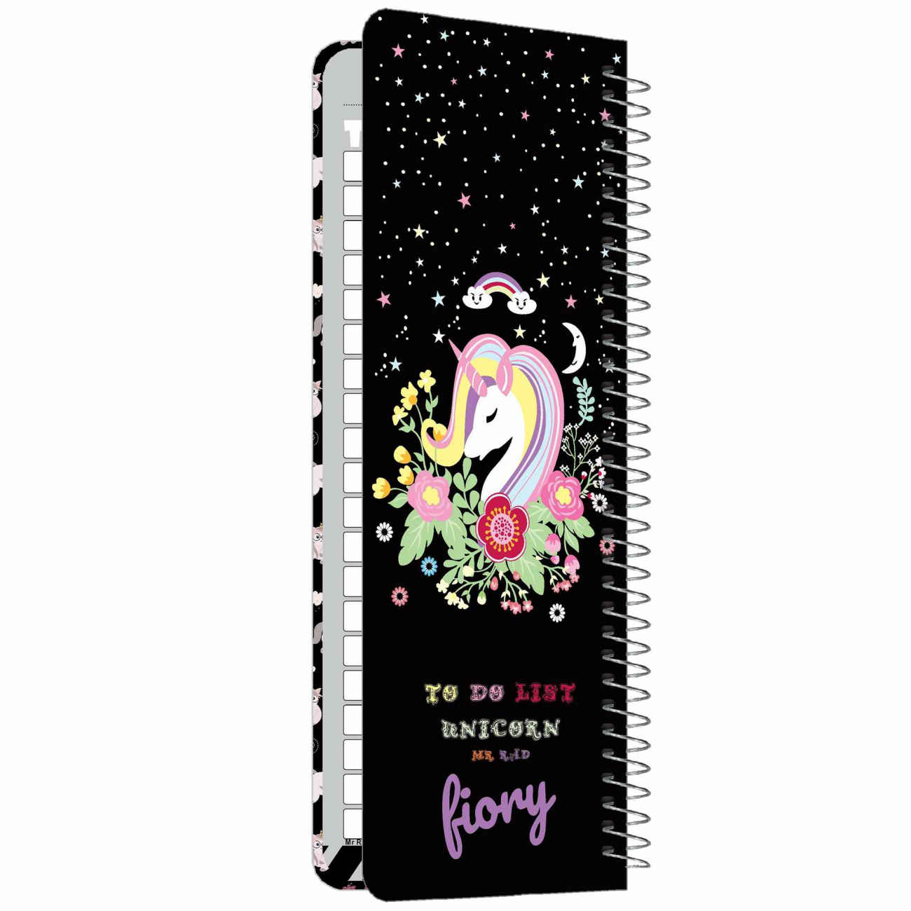 Mr. Rad  Black To-Do List Notebook – Cute Unicorn Design
