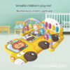 Multifunctional Baby Play Mat – Cartoon Bus Design with Hanging Toys & Piano