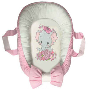 Newborn Baby Nest with Protective Sides – Elephant Pattern & Anti-Slip &Washable