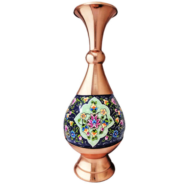 Pardaz Decorative Copper Vase – Artisan Handcrafted with Persian Minakari Enamel, Perfect for Tabletops and Shelves