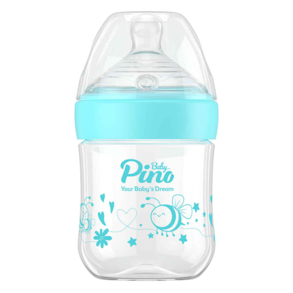 Pino Baby Bottle – Comfortable Grip & Adorable Blue Bee Pattern 150ml