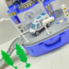 Police Suitcase Parking Playset 8-Piece– Includes 2 Die-Cast Police Cars & Rescue Helicopter