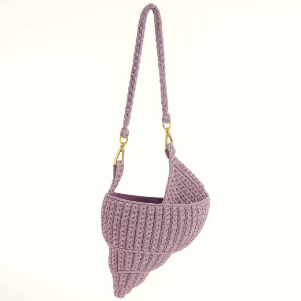Raffia Shell Bag – Elegant Handwoven Lilac Bag for Unique Looks (3)