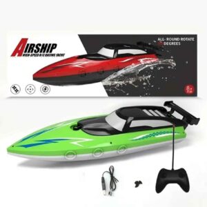Red Remote-Controlled Toy Boat for Kids – Waterproof Design with Charger & Easy Steering
