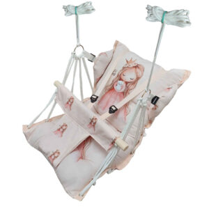 Relaxy-Style Baby Swing – Soft Microfiber & Solid Wood for Gentle Play and Napping