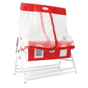 Shadi Baby Cradle – Foldable & Washable Red Rocking Bed for Newborns to 2 Years
