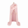 Starry Chiffon Bed Canopy – Sheer Fabric with Pom-Poms and Golden Star Accents