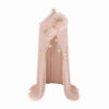 Starry Chiffon Bed Canopy – Sheer Fabric with Pom-Poms and Golden Star Accents