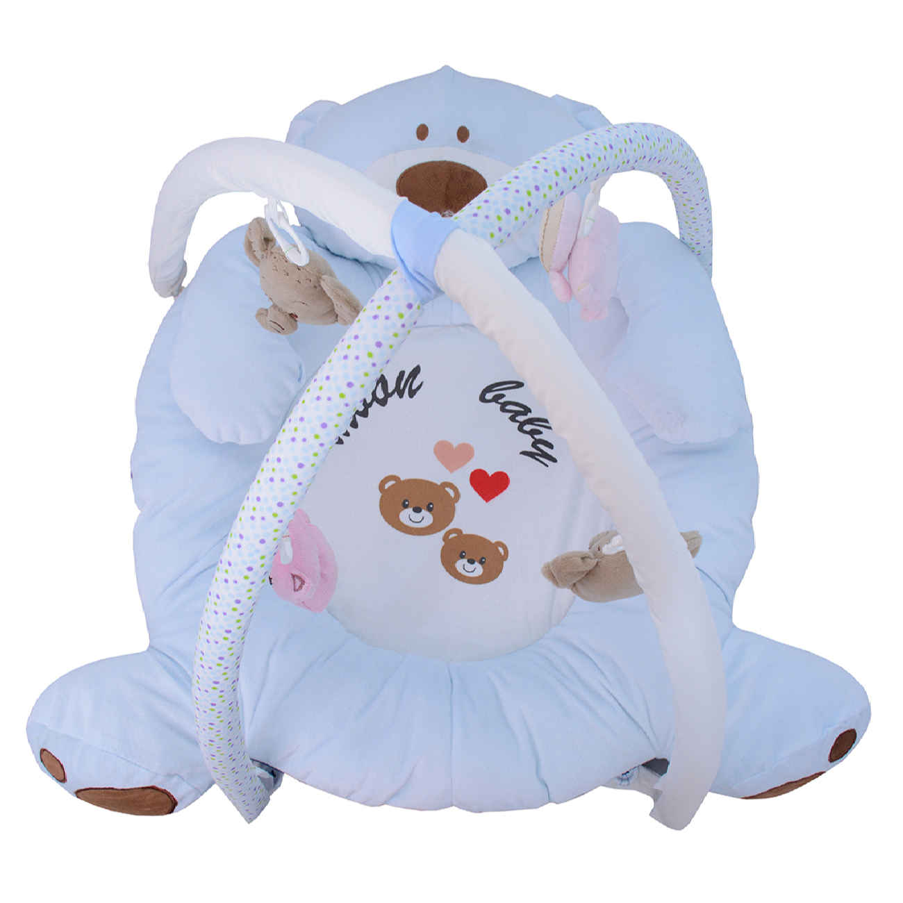 Teddy Bear Design Baby Play Mat with Forest Animal Hanging Toys in Four Colors