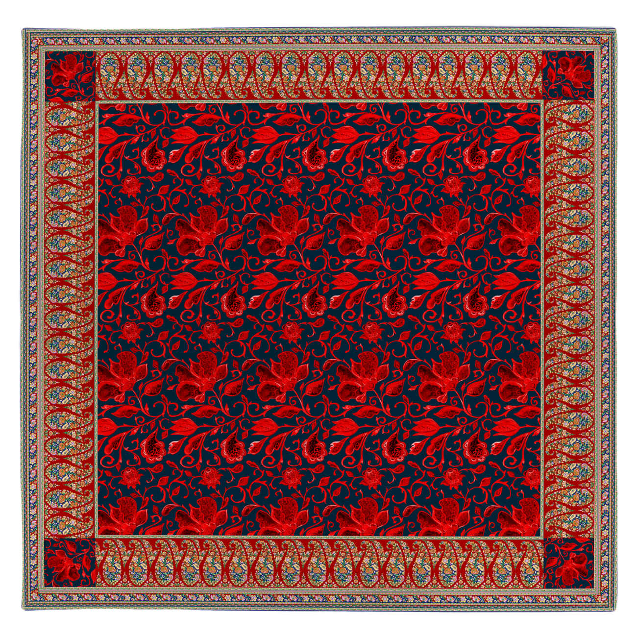 Traditional Persian Style Square Tablecloth – Decorative Fabric Cover for Dining and Home Décor
