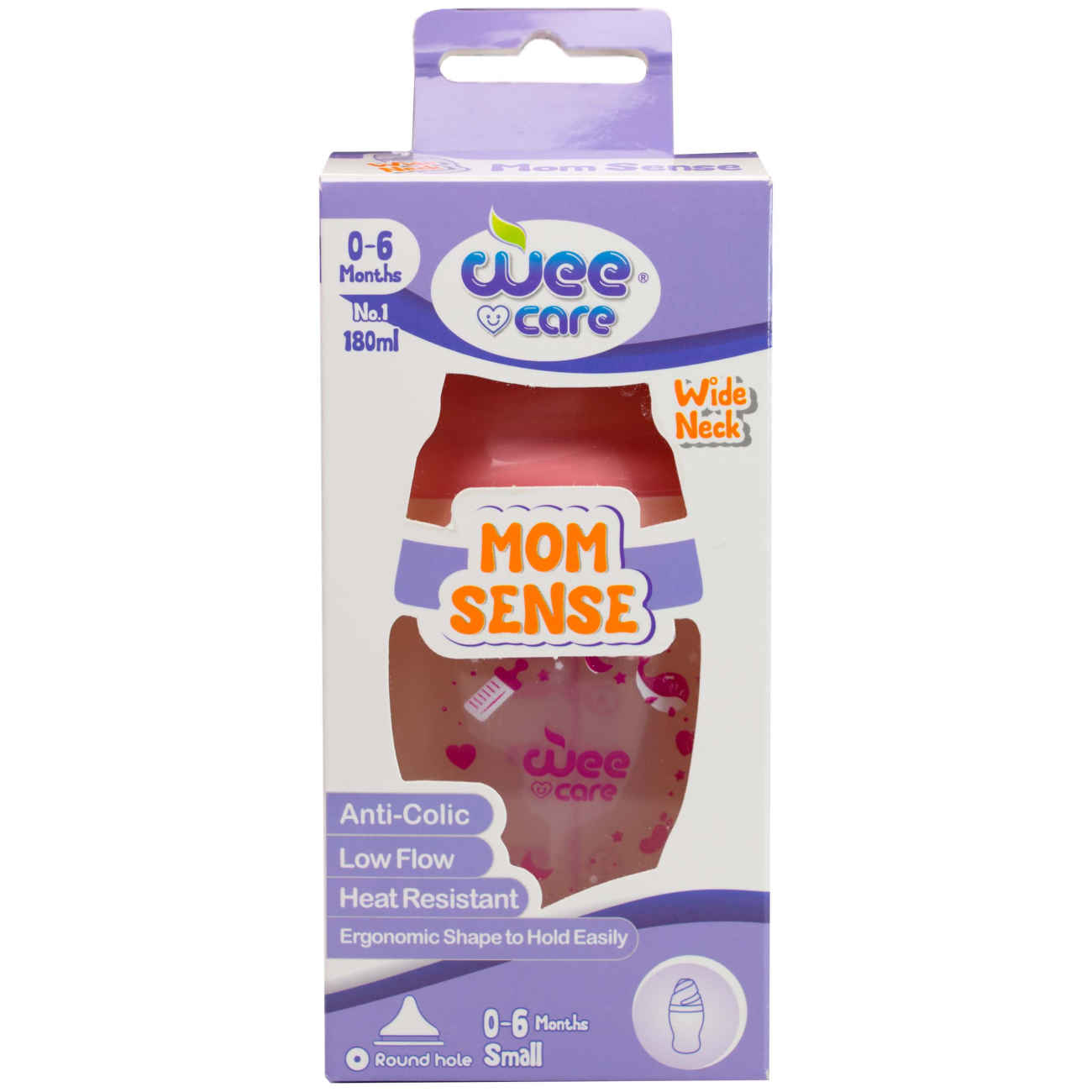 Wee Care Mom Sense Model – Wide-Neck Baby Feeding Bottle – Anti-Colic BPA-Free 180ml