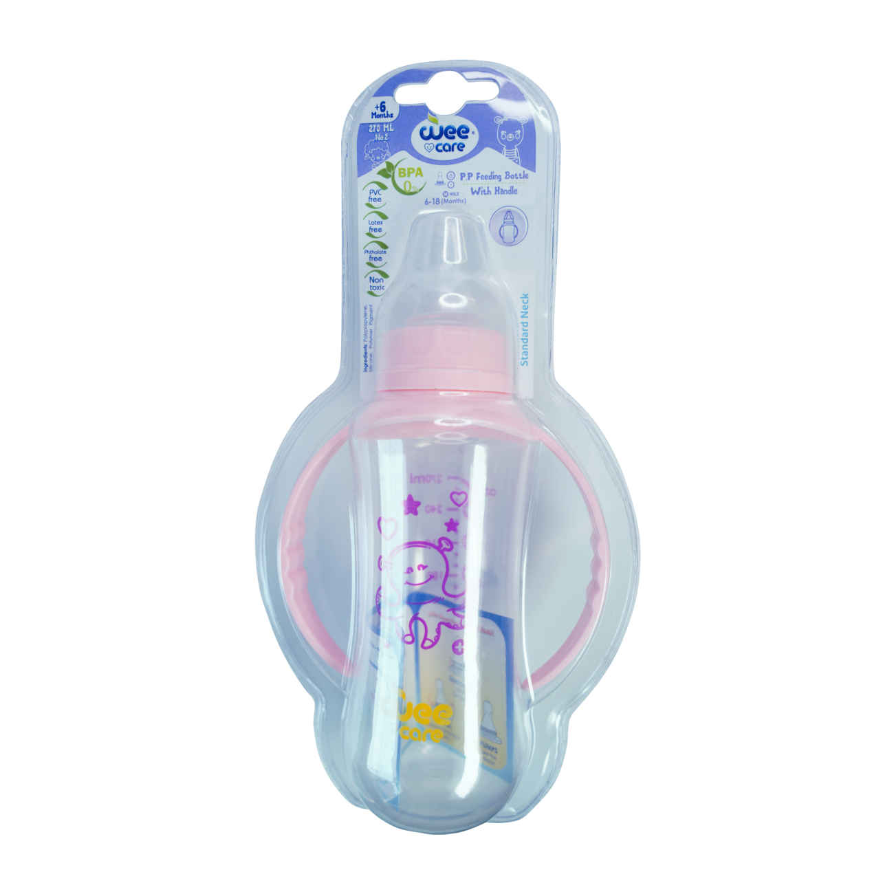 Wee Care Orthodontic Baby Feeding Bottle – Standard Neck With Handles – 270ml