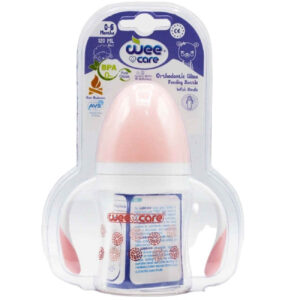 Wee Care Wide-Neck Pyrex Baby Bottle with Handles –  Snowflake Design & Anti-Colic & Soft Silicone Nipple 120ml