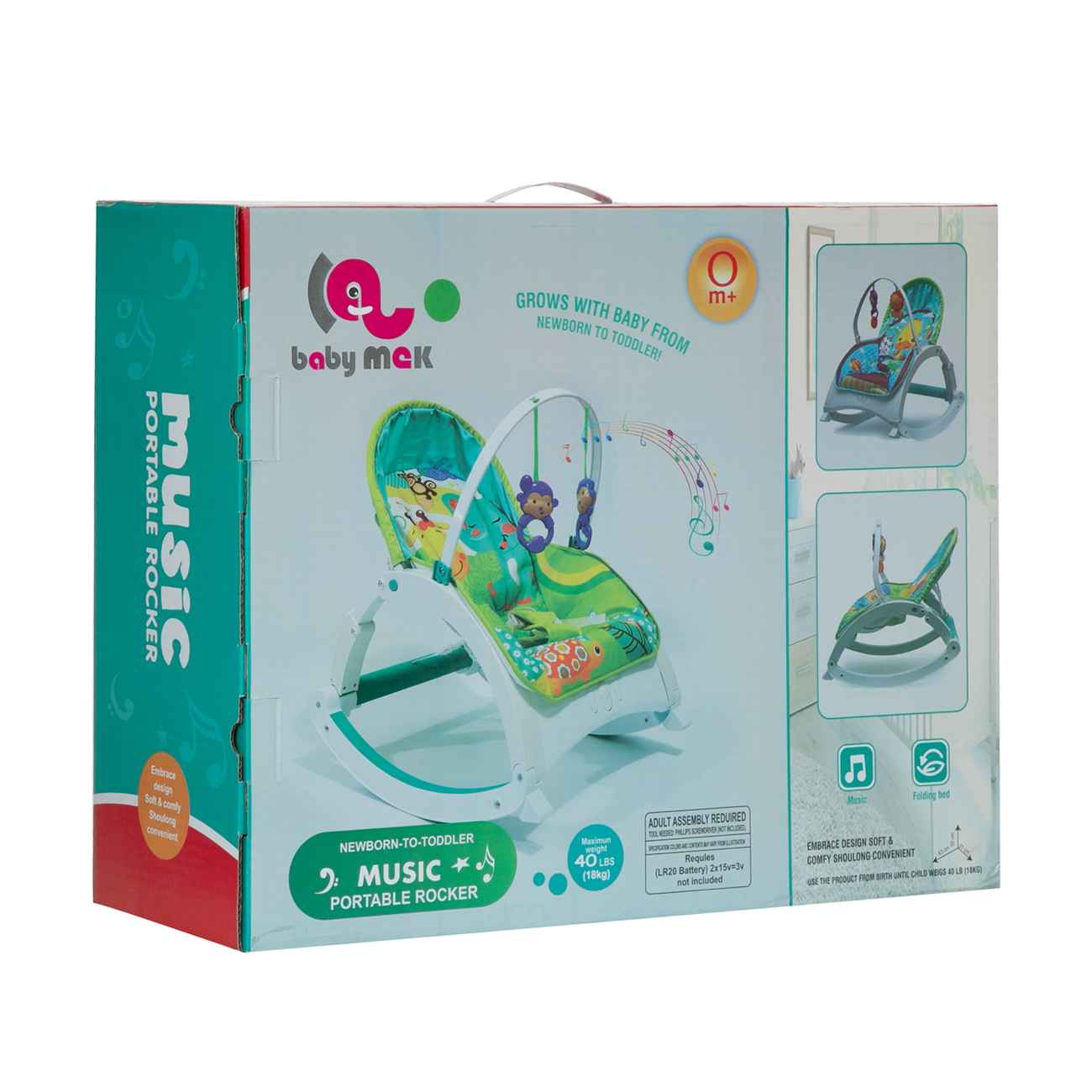 White Electric Baby Cradle – 3-in-1 Rocker with Music & Adjustable Backrest