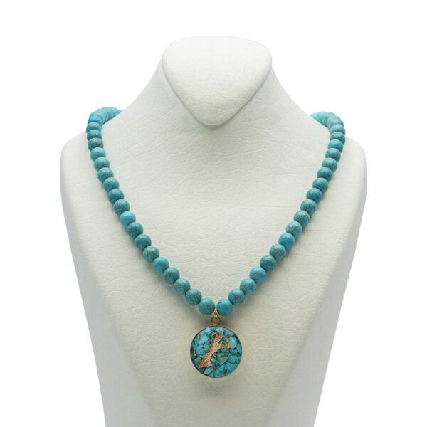 Aquarius (Bahman) Nishapour Turquoise Necklace with Gold Leaf Detail (1)